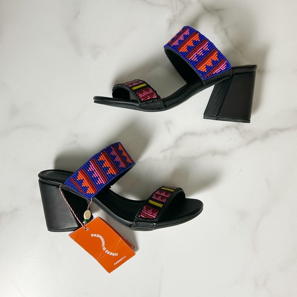 Farm Rio Beaded Block Heel Slide Sandals - Picture 9 of 9